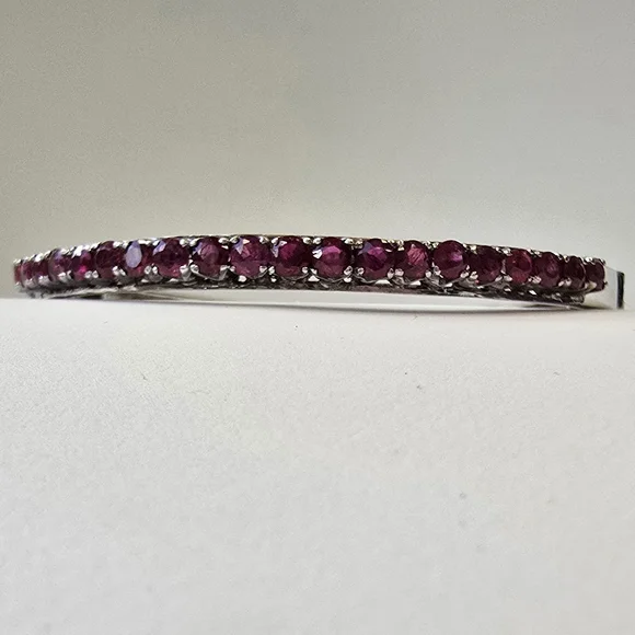 Vintage Pink Tourmaline Accent Sterling Silver Bangle Bracelet - Picture 3 of 11